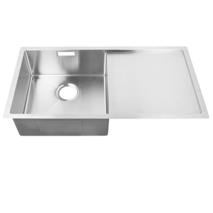 Fournisseur direct d'usine qualité et compétitif évier de cuisine SUS304 simple cuve surface brossée en acier inoxydable avec égouttoir - Product Image 1