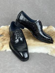 Zapatos de Vestir para Hombre 100% Piel de Cocodrilo – Cuero Charol Británico de Lujo Formal, Suela de Cuero, Zapatos Formales de Negocios para Boda - Product Image 2