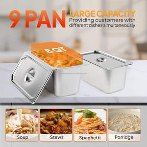 Chauffe-Plats Électrique Professionnel en Acier Inoxydable Type Bain-Marie avec Vitrine de Protection pour <span class=keywords><strong>Buffet</strong></span> - Product Image 4