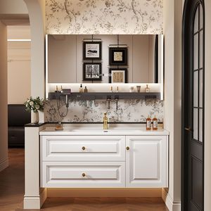 Nuevo mueble de baño de madera maciza con lavabo integrado de cerámica - Product Image 3