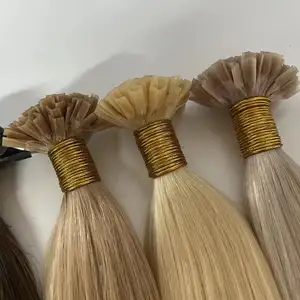 I U V F Tip Remy Full Ends Customized Colored Virgin Human Hair Keratin U/Flat/I Tip Hair Extensions V Tip Russian Human Hai