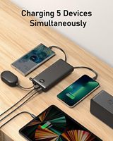 Batería Externa Portátil de 20000 mAh PD22.5W con Pantalla LED, Carga Rápida, Cable Integrado y Calentador de Manos