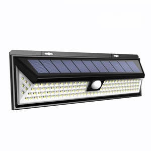 Lampes solaires d'extérieur 118 LED, applique murale solaire LED étanche avec détecteur de mouvement, 3 modes, super lumineuse pour jardin, porte d'entrée, garage, allée - Product Image 1