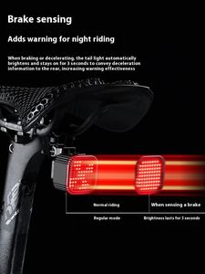 ไฟท้าย LED สว่างพิเศษ วัสดุ ABS ไฟเตือนเบรคสำหรับจักรยานเสือภูเขาและจักรยานถนน กันน้ำ สำหรับขี่กลางคืน - Product Image 3