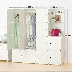Armoire <span class=keywords><strong>à</strong></span> 2 portes pour enfants, armoire de rangement Portable modulaire porte de dessin animé mignon petite armoire en plastique - Product Image 3