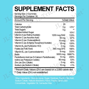 OEM Vegan Biotine Bio Acide Folique Multivitamine Ours Gommes Gommes pour la Croissance des Cheveux à la Vitamine C - Product Image 2