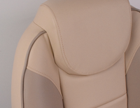 Siège de bateau à dossier haut avec deux accoudoirs durables, support de tête et poche intégrée, en beige et gris