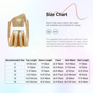 Conjunto de Top Corto y Falda Larga Metálica Brillante para Niñas de 6 a 16 Años, Disfraz para Actuaciones de Jazz, Espectáculos y Competencias - Product Image 6