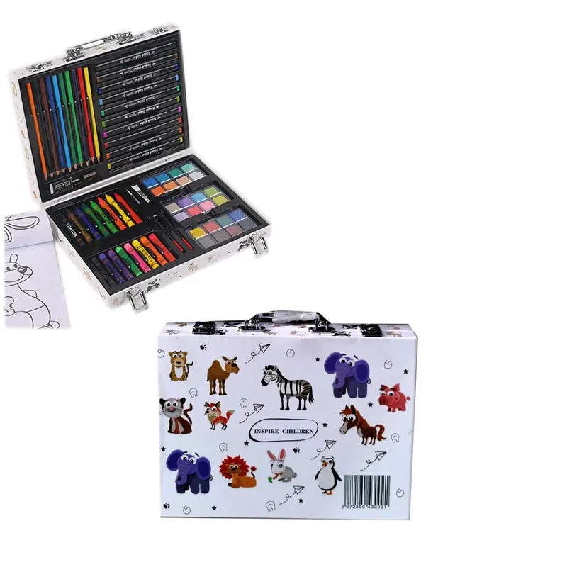 Conjunto de Arte de dibujo para niños, suministros de pintura, kit de rotuladores coloridos, caja de Arte de impresión artística, 002