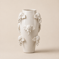 Vase en céramique blanche, éléphant 3D, vase décoratif pour fleurs, design sculptural pour salon, table console, décoration intérieure