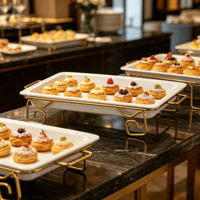 Support à dessert en céramique de luxe FLEY, plateau de service à gâteaux multi-niveaux pour hôtel, restaurant, mariage, décoration de fête
