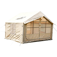 Tente familiale gonflable haut de gamme 7,5 m² en Oxford 420D, tente de glamping imperméable avec deux puits de lumière et larges portes doubles, OEM