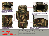 TMH Sac à dos tactique portable d'extérieur 65L de haute qualité avec cadre interne Style tendance pour la randonnée et l'agrandissement du sac à dos