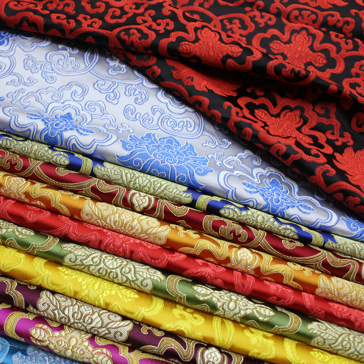 Cheongsam Silk Satin Fabric Decorative Cushion Pillow Brocade Fabric Noble Flower Fabric