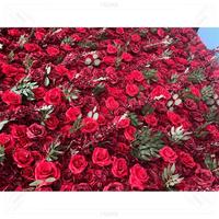 Décoration de mariage, mur de fleurs artificielles en soie 3D 5D, panneau de fond de mur de fleurs rouges avec fermeture éclair, 8 x 8 pieds