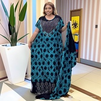 Nouvelle Robe Femme Africaine Imprimée Été 2025, Style Ethnique Moyen-Oriental, Ample, avec Bandeau Orné de Strass et de Broderies Industrielles
