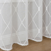 Rideaux en polyester KOUFALL blancs, transparents, brodés, à œillets, style damassé moderne, 84 pouces de long, lot de 2 panneaux, avec tringle occultante