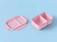 Boîte à lunch rectangulaire en plastique de 1300 ml sans BPA, isolée, 2 compartiments étanches, écologique, de qualité alimentaire, légère et portable