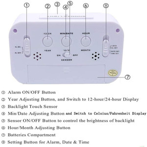 Đồng Hồ Báo Thức Kỹ Thuật Số, Màn Hình <span class=keywords><strong>LCD</strong></span>, Đèn Ngủ Thông Minh Chạy Bằng Pin, Đồng Hồ Hoạt Động Dễ Dàng Cho Trẻ Em, Giường Ngủ Nặng, Đồng Hồ Phòng Ngủ - Product Image 3