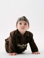 Ensemble trois pièces à chevrons pour bébé : Manteau croisé, gilet et short – Tenue de cérémonie unisexe pour tout-petit en Spandex/Coton