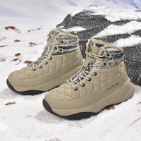 Bottes d'hiver imperméables à lacets, à semelle épaisse, chaudes, respirantes, doublées de polaire, à motif à carreaux, en PU, taille plus 40-47