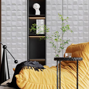 Plaque d'horloge futuriste en cuir de pierre PU, motif géométrique de grille de fenêtre, motif carré de brique Yuli, givré - Product Image 4