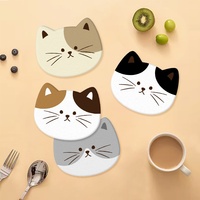 Maison et cuisine, sous-verre et tapis de séchage pour vaisselle en terre de diatomée à motif chat mignon, absorption rapide de l'eau