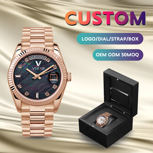 Reloj de Cuarzo Personalizado para Hombre, con Correa de 18 mm, Esfera de Perlas, Cristal, Resistente al Agua 3ATM, de Acero Inoxidable, con Fecha y Día de la <span class=keywords><strong>Semana</strong></span>, con Diamantes - Product Image 1