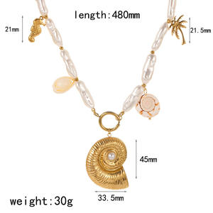Versatile collana di gioielli in stile spiaggia ghiaia conchiglia ciondolo lunga catena per clavicola da donna - Product Image 5