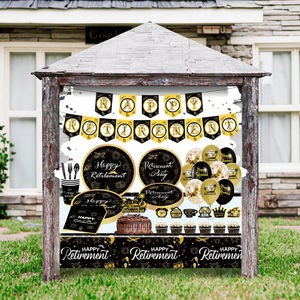 Ensemble de fête de <span class=keywords><strong>voyage</strong></span> sur le thème de la retraite décorations de vaisselle comprenant des gobelets en papier assiettes nappes en tissu gâteaux cartes ballons - Product Image 1