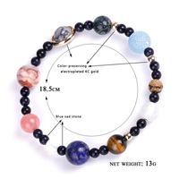 Bracelet en pierre naturelle, galaxie, l'univers neuf planètes, étoiles, pierre naturelle, terre, lune, ciel étoilé, accessoire