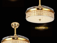 Ventilateur de plafond de luxe avec lustre en cristal et éclairage LED, 3 températures de couleur réglables, pour la décoration intérieure de la maison
