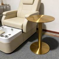 Table d'appoint moderne en acier inoxydable, table ronde commerciale, support de pédicure doré pour salon de beauté, maison, hôtel