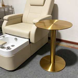 Mesa Auxiliar Moderna de Acero Inoxidable, Mesa Redonda Comercial, Soporte para Pedicura en Dorado para Salón de Belleza, Hogar, Hotel - Product Image 4