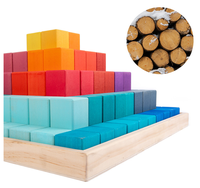 Bloques de construcción de madera para niños, juguetes coloridos, torre de apilamiento de arcoíris, juegos de mesa creativos para bebés