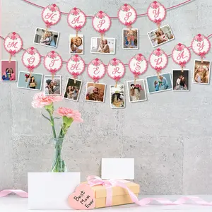 Felice festa della mamma lettera striscioni di carta bandiera ghirlanda per la festa della mamma di compleanno sfondo decorazione foto oggetti di scena