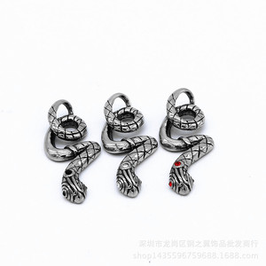 <b>Titanium</b> Steel Snake Pendant Necklace Unisex Fashion Jewelry Stainless Steel Animal Zodiac Design White Red Black Color Options - Product Image 5