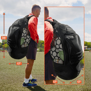 Sac <span class=keywords><strong>à</strong></span> dos de basketball personnalisé avec cordon de serrage pour garçons, sac <span class=keywords><strong>à</strong></span> dos de football pliable, sac de sport avec poche en filet amovible pour ballon, ODM OEM - Product Image 2