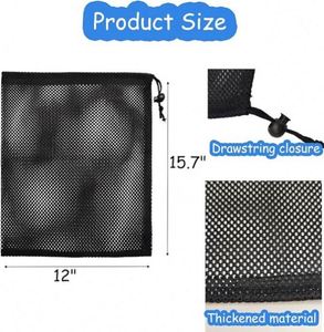 Sac à cordon en maille durable de 12 po x 15,7 po, motif géométrique, pour équipement sportif, tennis/basket-ball, golf, natation, camping, voyage - Product Image 3