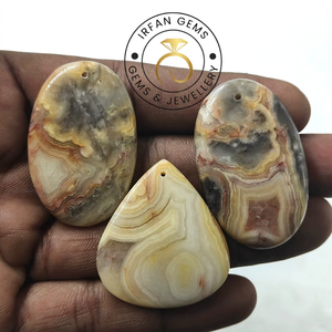 Cabochons en Agate Crazy Lace Naturelle Irfan Gems |   Pierres précieuses en vrac de formes variées 15-50 mm pour la fabrication de bijoux, Rajasthan - Product Image 1