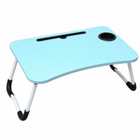 Table pliante pour lit, support portable pour ordinateur portable avec porte-gobelet et fente pour tablette, bureau d'étude pliable pour dortoir