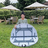 Table ronde pliante d'extérieur pour banquet, capacité de 10 personnes, en plastique HDPE durable, table à manger pour la maison, pour mariage, événement, fête