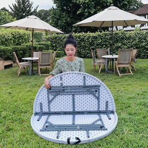 Table ronde pliante d'extérieur pour banquet, capacité de 10 personnes, en plastique HDPE durable, table à manger pour la maison, pour mariage, événement, fête - Product Image 4