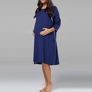 Vente en gros Vêtements de maternité et d'allaitement Robes décontractées pour femmes enceintes Robe de maternité à col en V de haute qualité pour l'automne - Product Image 5