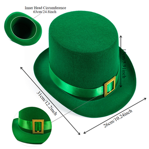 Sombrero de San Patricio <span class=keywords><strong>Verde</strong></span> Pafu, Sombrero Irlandés, Sombrero Plano con Trébol para el Día Nacional Irlandés, Unisex para Adultos, Sombreros de Trébol para Carnaval - Product Image 2