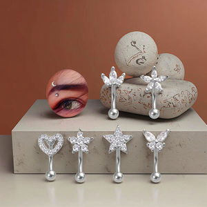 Cristal curvado Barbell <span class=keywords><strong>Piercing</strong></span> ceja anillo 16G <span class=keywords><strong>Piercing</strong></span> Rook <span class=keywords><strong>Daith</strong></span> anillo corazón diseño de moda <span class=keywords><strong>Piercing</strong></span> para Mujeres Hombres - Product Image 5