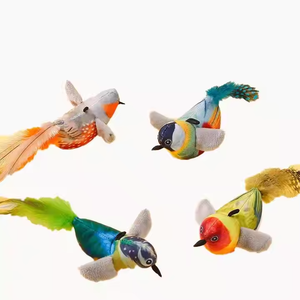 Interactive Pet <b>Cat</b> Toy Soft Plush Feather Tail Lifelike Dog Toy Funny Plastic <b>Ring</b> Bird Toy Battery-operated Catnip Chirp Sound - Product Image 4