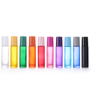 Botellas de Perfume de Vidrio Esmerilado de 10 ml con Rodillo de Acero Inoxidable para Aceites Esenciales, Impresión Serigráfica en Plástico - Product Image 1