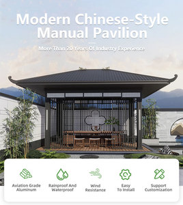 Pérgola Hexagonal de Aluminio para Exteriores, Estilo <span class=keywords><strong>Chino</strong></span> Moderno, Pabellón Manual para Patio con Puerta Lunar, Suministro del Fabricante - Product Image 2