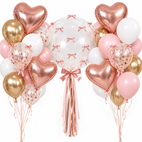Ensemble de 46 ballons en papier avec nœuds, bulles et cœurs pour la décoration de fêtes d'anniversaire, de mariages et de la Saint-Valentin